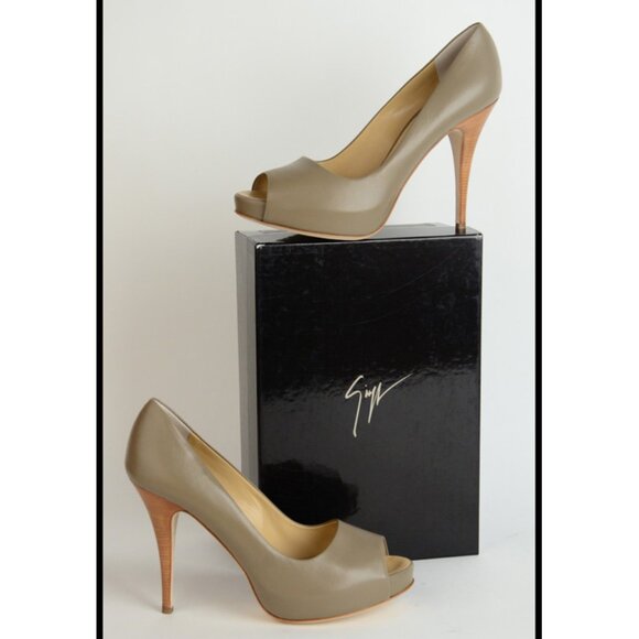 GIUSEPPE ZANOTTI SHOES PLATFORM PUMPS OPEN TOE LEATHER HIGH HEEL IT 39.5 US 9.5 - Picture 8 of 9
